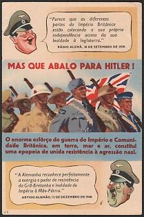 1933-1945 Portugal, Anti-Germany (Anti-Nazi) Propaganda, 'What a Shock for Hitler!', WWI Caricature Postcard