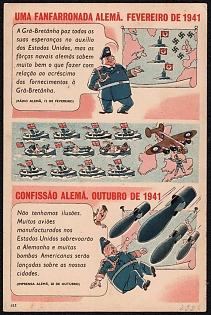 1933-1945 Portugal, Anti-Germany (Anti-Nazi) Propaganda, 'A German Brag. February 1941', WWI Caricature Postcard