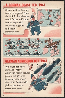 1933-1945 Portugal, Anti-Germany (Anti-Nazi) Propaganda, 'The German Boast Feb. 1941', WWI Caricature Postcard