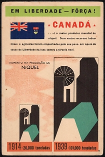 1933-1945 Portugal, Pro-Allies Propaganda, 'Freedom - Force!', WWI Caricature Postcard