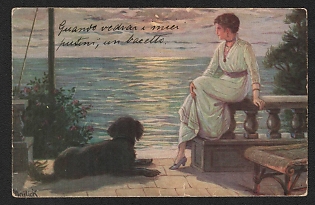 XIX-XX ct 'On the Terrace' Illustrated Postcard