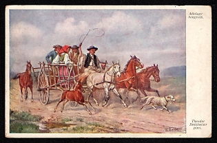 XIX-XX ct 'Hungarian Team' Illustrated Postcard