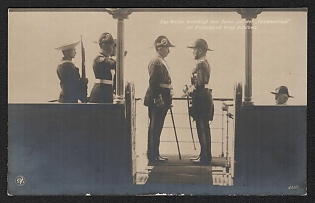1914-1918 Germany 'The Emperor Receives the Tsar on the 'Hohenzollern' with Prince Adalbert in the Background' World War I Propaganda Postcard