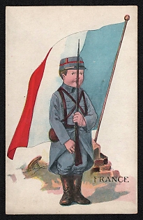 1914-1918 United States 'France' World War I Propaganda Postcard