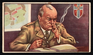 1943 Belgium 'Churchill at Work. The British Prime Minister Studied the Possibilities of an Allied Landing in the Spring of 1943' World War II Propaganda Postcard