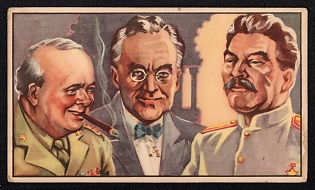 1944 Belgium 'Tehran Conference the Red Army is Tired of Supporting Almost the Entire Weight of the German Armies Alone' World War II Propaganda Postcard