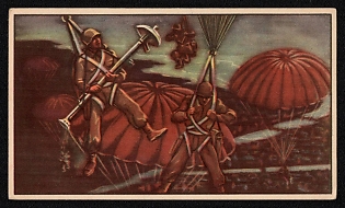 1939-1945 Belgium 'Parachute in the Night on June 6, a Unit Of Coup De Main 6th English Airborne Division Was Dropped Near Benonville at Midnight' World War II Propaganda Postcard