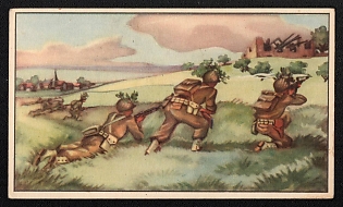 1939-1945 Belgium 'Formigny on the Evening of June 6, the 5th American Corps Had Conquered a Bridgehead on the Vierville Colleville Line' World War II Propaganda Postcard