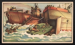 1939-1945 Belgium 'British Sector, 'Gold' Beach Landing of the 50th Division. It Attacks on a Front of 2 Brigades' World War II Propaganda Postcard