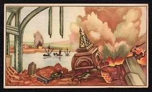 1939-1945 Belgium 'Cherbourg the Final Assault on Cherbourg Began on the Afternoon of June 22 by the 7th American Corps, Under the Orders of General Bradley' World War II Propaganda Postcard