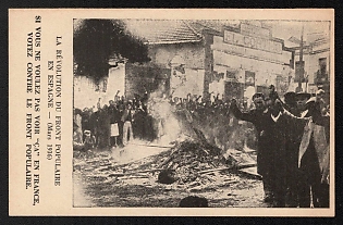 1936 France, Anti-Communits Propaganda, 'The Popular Front Revolution in Spain - (March 1936) If You Don't Want to See 'That' in France, Vote Against the Popular Front' World War II Propaganda Postcard