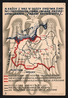 1939-1945 Poland 'And Each of You Has in His Soul the Seed of Future Law and the Measure of Future Limits. Adam Mickiewicz' World War II Propaganda Postcard