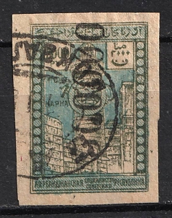 1922 500000r on 2000r Azerbaijan, Revaluation with a Metallic Numerator, Russia, Civil War (INVERTED Overprint, Signed, Baku Railway Postmark)