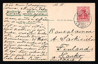 1907 (3 Jul) 'Deer in the moor', Jewish Bolshevism Propaganda, German Empire, Germany, Postcard from Duszniki-Zdroj (Bad Reinerz) to Hanko (Finland) franked with 10pf