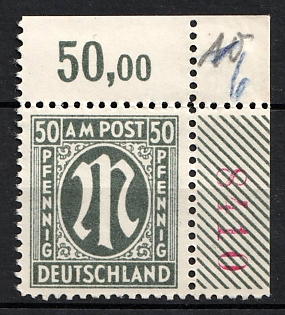 1945-46 50pf British and American Zones of Occupation, Germany (Sheet Inscription, Corner Margins)