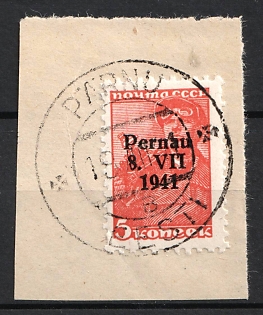 1941 5k Parnu (Pernau) on piece, German Occupation of Estonia, Germany