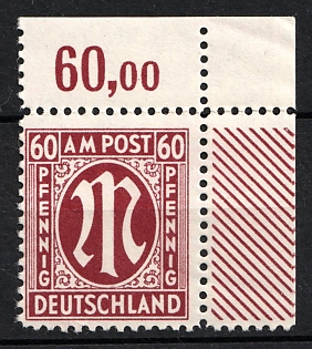 1945-46 60pf British and American Zones of Occupation, Germany (Sheet Inscription, Corner Margins)