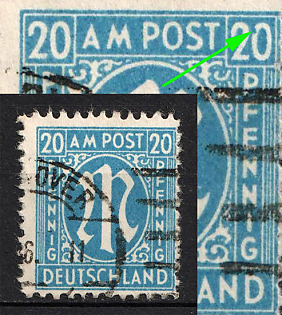 1945-46 20pf British and American Zones of Occupation, Germany (Gap in right 'O', Perforation 11, Certificate)