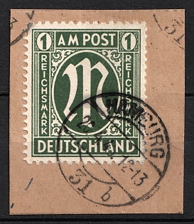 1945-46 1rm on piece, British and American Zones of Occupation, Germany (Perforation 11x11.5, Certificate)