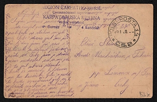 1920 (29 Jan) Czechoslovakia, Subcarpathian Rus, Carpatho-Ukraine Territory, Postcard from Polna