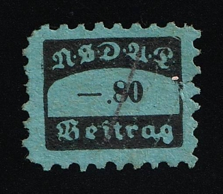 1932-33 80pf 'NSDAP', Membership Dues Stamp, Third Reich Nazi Germany Propaganda