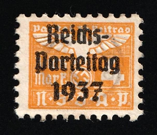 1937 4rm 'NSDAP', Reich Party Congress, Membership Dues Stamp, Third Reich Nazi Germany Propaganda