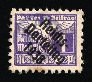 1938 1rm 'NSDAP', Reich Party Congress, Membership Dues Stamp, Third Reich Nazi Germany Propaganda