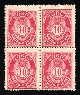 1909 10øre Norway, Block of Four