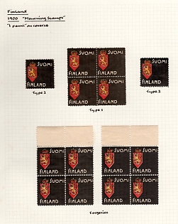 1900 Finland Mourning Scamps 1 penni on Reverse, Charity Cinderella, Russian Empire