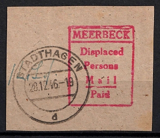 1946 Meerbeck, Lithuania, DP Camp, Displaced Persons Camp, Handstamp on Piece of Cover