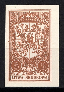 1921 5(M) Central Lithuania (Proof)