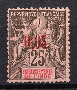 1903 0,05 auf 25c India, French Colonies