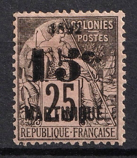 1892 15c auf 25c Martinique, French Colonies