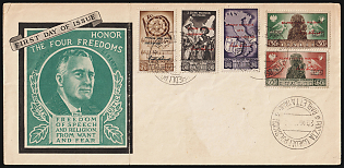 1945 (20 Apr) 'Freedom of Speech and Religion. From Want and Fear', First Day of Issue Cover franked with Full Set 15cmi - 80cmi, Barletta - Trani, Polish II Corps in Italy, Poland, DP Camp, Displaced Persons Camp