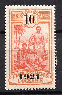 1921 10c auf 45c Polynesia, French Colonies