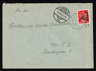 1945 (23 Jun) Austria, Cover from Vienna franked with 8pf Local Issue, Overprint on Hitler's head