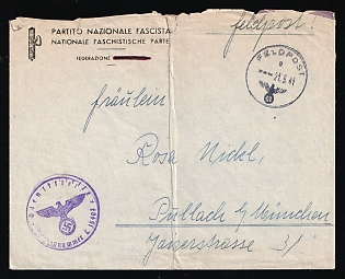 1941 (21 May) 'National Fascist Party', Third Reich, Germany, Military Mail Field Post Feldpost Cover Localy used in Pullach near Munich