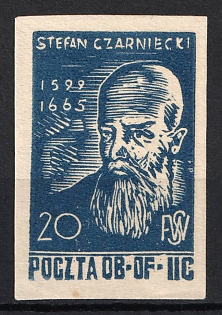 1943-44 20f Woldenberg, Poland, POCZTA OB.OF.II C, WWII Camp Post (Proof)