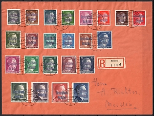 1945-1946 Germany, Local Post, Meissen, registered Cover with complete  Set Mi-No 2 - 24 and arrival postmark on backside