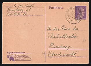 1943 (2 Jun) Third Reich, Germany, Postal Stationery Postcard locally addressed in Hamburg