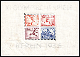 1936 Third Reich, Germany, Souvenir Sheet (MNH)
