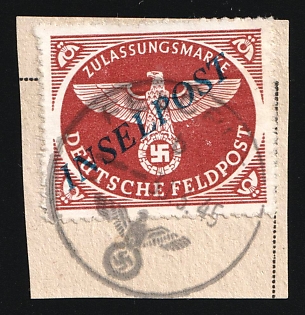 1944 Island Rhodes on piece, Military Mail Field Post Feldpost 'INSELPOST', Germany, Airmail