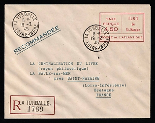 1945 Saint-Nazaire, German Occupation of France, Germany, Registered Cover from La Tur Balle to La Baule