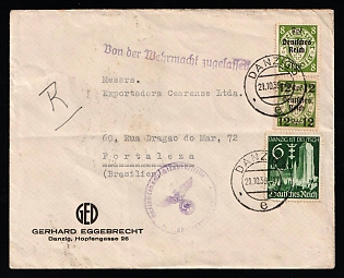 1939 21 (Oct) Germany, Third Reich, Censored Cover from Danzig to Fortaleza
