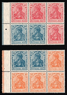 1921 Weimar Republic, Germany, Se-tenants, Zusammendrucke, Blocks