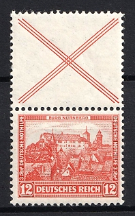 1932 12pf Weimar Republic, Germany, Tete-beche, Se-tenant, Zusammendrucke