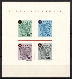 1949 Baden Souvenir Sheet French Zone, Allied Occupation, Germany, signed