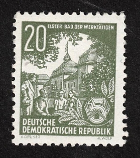 1953-57 20pf German Democratic Republic, Germany (Better Watermark XI, Signed)