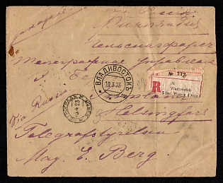 1923 FAR EASTERN REPUBLIC Cover of ordinary letter from Vladivostok sent internationally to Helsinki (Finland)