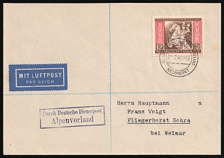 1944 (21 Feb) Third Reich, Germany, Airmail Cover from Neumarkt, Via German Official Mail Alpine Foreland to Nohra, Military Airfield, Near the City of Weimar franked with 12pf